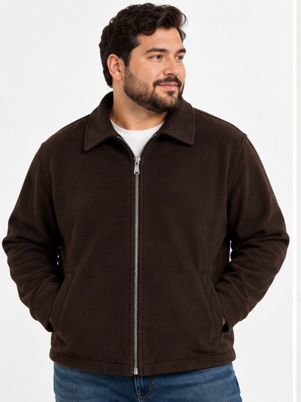 Claiborne Outerwear Men’s L Chocolate Brown Sherpa Lined Full Zip Jacket